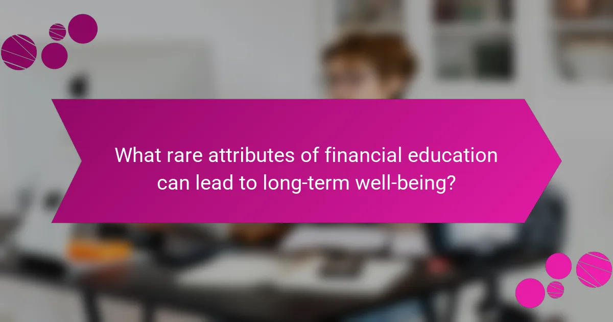 What rare attributes of financial education can lead to long-term well-being?